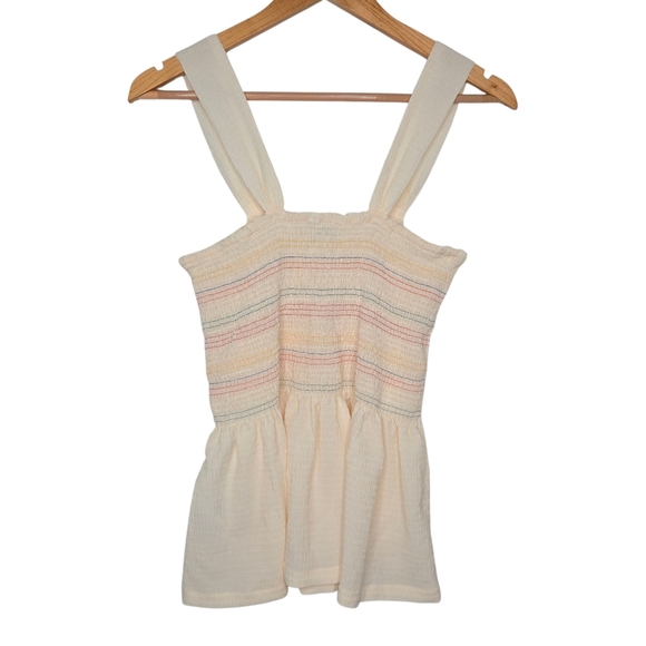 Madewell Textured & Thread Womens Rainbow Smocked Peplum Tank Top Size XL - Picture 1 of 11